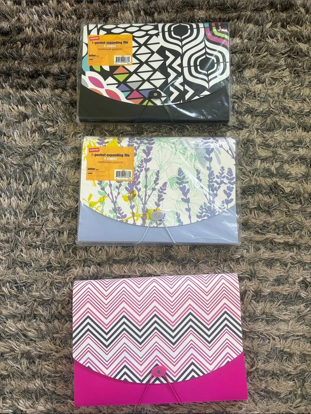 Pink, Lavender and Black Expanding File & Folder Set of 3, with Free Gifts